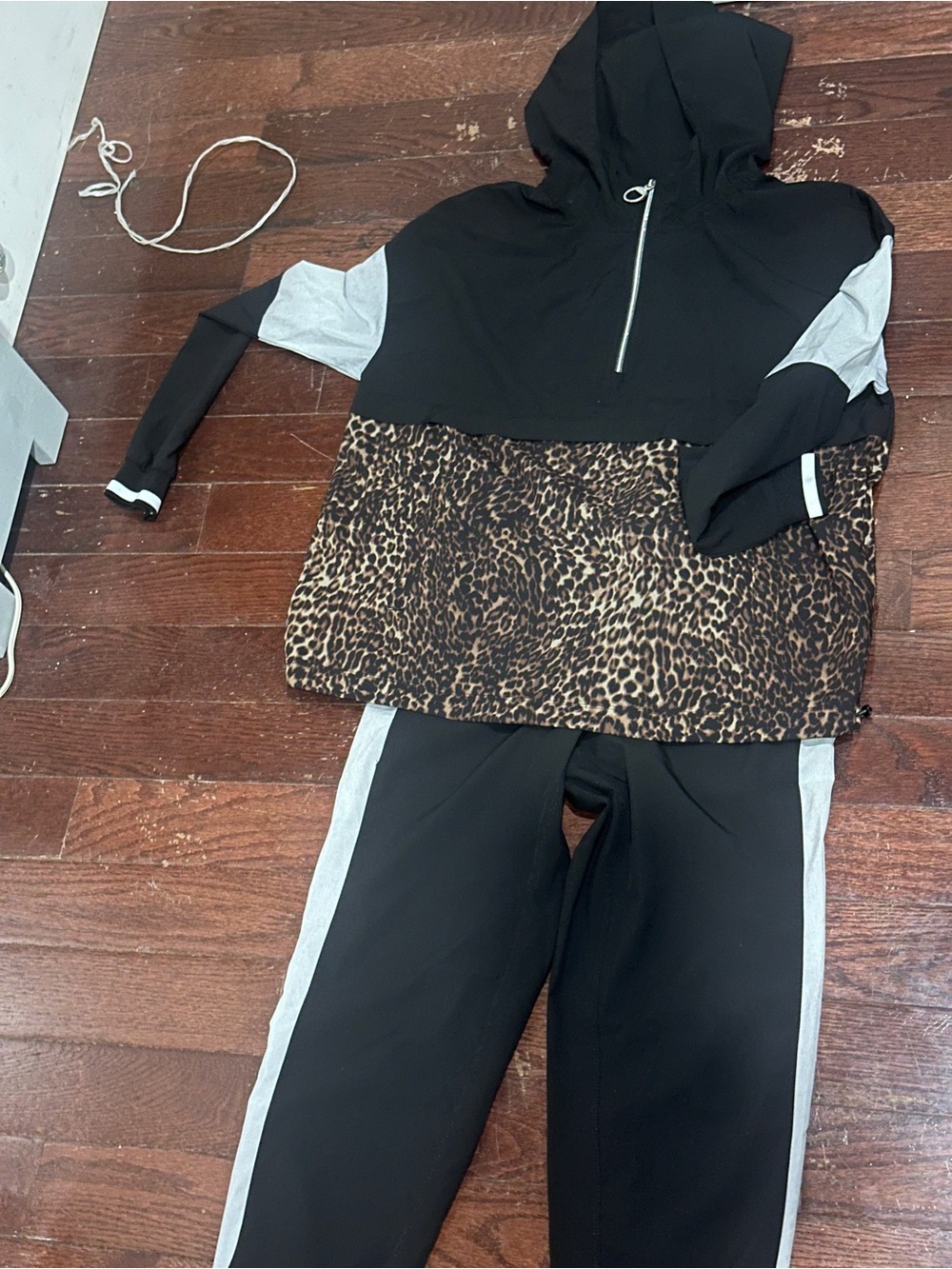 Calvin Klein Black & Leopard Colorblock Track Set